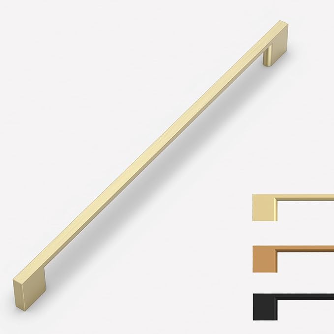 6 Pack Brushed Gold Cabinet Pulls 15 Inch Handles for Kitchen Cabinets, Wardrobe Hardware