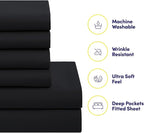 King Size Comforter Set with Sheets - 7-Piece Bedding Collection - 1 Comforter, 1 Fitted Sheet, 1 Flat, 4 Pillowcases - Deep Pocket - Soft & Breathable Premium Quality - Ideal for All Seasons, Black