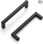 Ravinte 10 Pack Solid Kitchen Cabinet Handles Matte Balck Slim Cabinet Pulls Drawer Pulls with 4 Inch Hole Center Square Bar Kitchen Cabinet Hardware