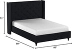 Home Life Premiere Classics Cloth Black Linen 51" Tall Headboard Platform Bed with Slats King - Complete Bed 5 Year Warranty Included 007