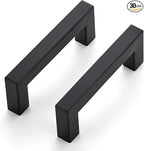 JOY DECOR 30 Pack Cabinet Handles, Black Cabinet Pulls, 3 Inch Kitchen Closet Handles Square Drawer Pulls Stainless Steel Drawer Hardware, 76mm Hole Centers