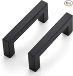JOY DECOR 4 Pack Cabinet Handles, Black Cabinet Pulls, 3 Inch Kitchen Closet Handles Square Drawer Pulls Stainless Steel Drawer Hardware, 76mm Hole Centers