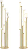 2pcs 9 Arm Candelabra,Floor Candle Holders Tall Set for Wedding Aisle Decoration,Gold Candelabras for Fireplace,Candle Stand Fit for Flameless or Wax