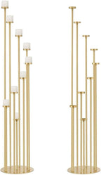 2pcs 9 Arm Candelabra,Floor Candle Holders Tall Set for Wedding Aisle Decoration,Gold Candelabras for Fireplace,Candle Stand Fit for Flameless or Wax