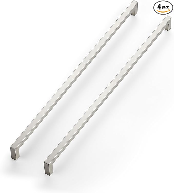 JOY DECOR 4 Pack Cabinet Handles, Brushed Nickel Cabinet Pulls, 18 Inch Kitchen Closet Handles Square Drawer Pulls Stainless Steel Drawer Hardware, 458mm Hole Centers
