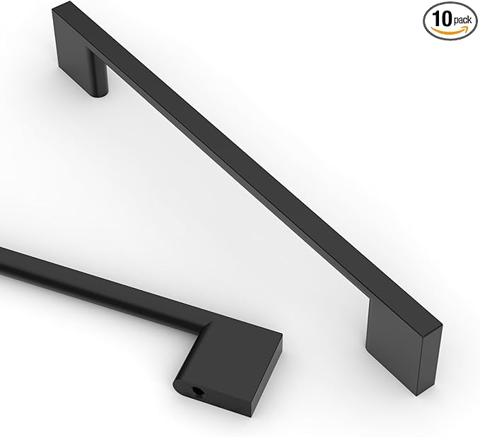 Asidrama 10 Pack 6.3 Inch(160mm) Matte Black Kitchen Cabinet Handles, Cabinet Pulls Kitchen Cabinet Hardware for Cupboard Drawer Pulls