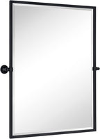 TEHOME Pivot Mirror Matte Black Bathroom Mirror Squared Edge Rectangle Tilting Beveled Vanity Mirrors for Wall, Overall 33.9 x 40 inches (Mirrror 30 x 40 inches)