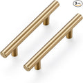Ravinte 3 Pack 5 Inch Cabinet Pulls Champagne Bronze Stainless Steel Kitchen Drawer Pulls Cabinet Handles 5 InchLength, 3 Inch Hole Center