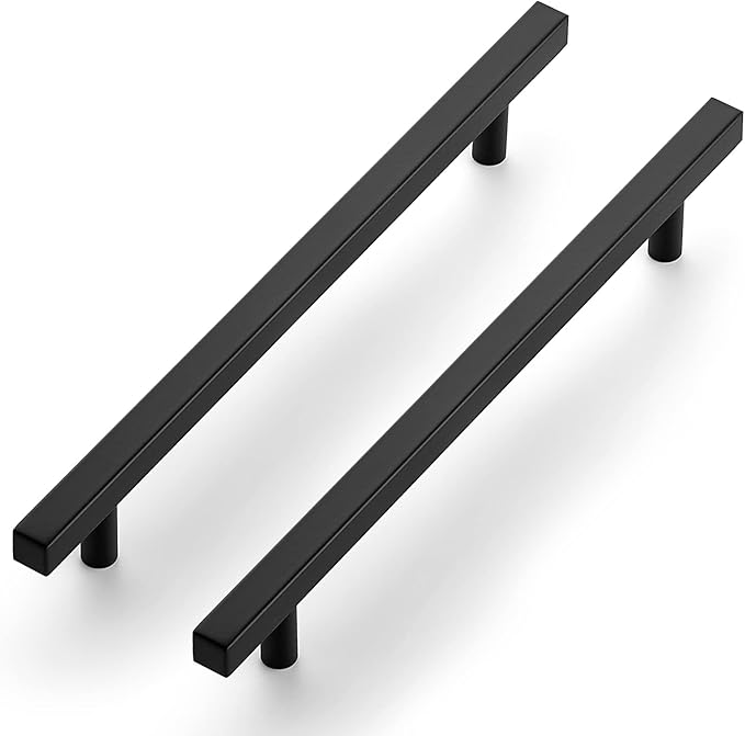 Ravinte Black Cabinet Handles 20 Pack 8 inch Matte Black Square Cabinet Pulls Kitchen Hardware 11 inch Overall Length Kitchen Drawer Pulls
