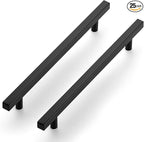Ravinte Black Cabinet Handles 25 Pack 8 inch Matte Black Square Cabinet Pulls Kitchen Hardware 11 inch Overall Length Kitchen Drawer Pulls