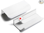 5 Pack 3 inch self Adhesive Cabinet pulls Adhesive Cabinet Handles Drawer Edge pulls Bright White Stick on Handles for Cabinet Finger pulls for cabinets Concealed Seam Flat Drawer Handles