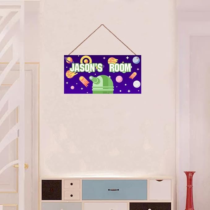 SLWEJQHA Personalized Sign Outer Space Room Décor For Little Man Cave, Cartoon Universe Art Print Wall Art Décor For Boys Room Decorations, Stars Picture Posters For Kids Bedroom Nursery Décor