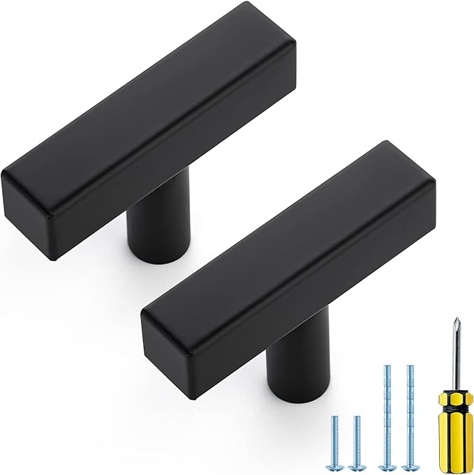 Ravinte Black Cabinet Handles 30 Pack Matte Black Square Cabinet Pulls Kitchen Hardware 2 inch Overall Length Kitchen Drawer Pulls