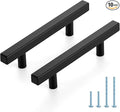 JOY DECOR 10 Pack 3-1/2 Inch Matte Black Square Cabinet Handles Stainless Steel Cabinet Hardware Pulls for Kitchen and Drawers with 6 Inch Overall Length