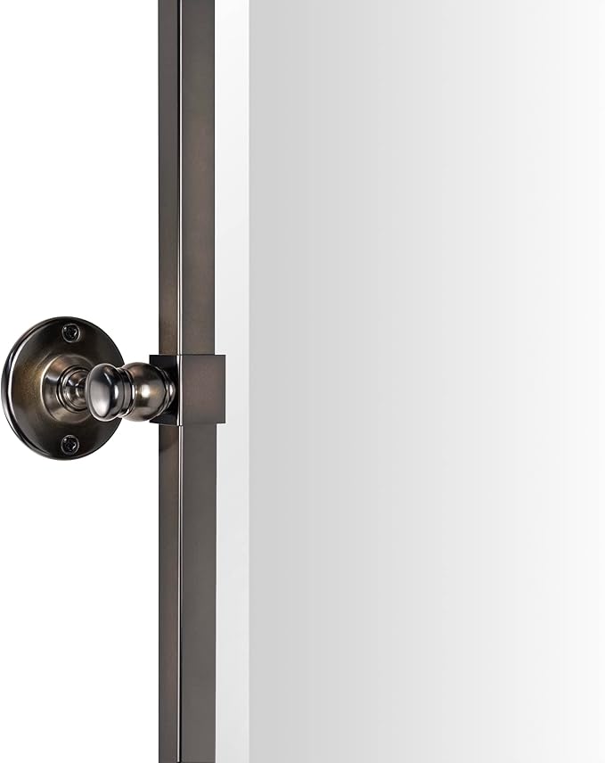 TEHOME Oil Rubebd Bronze Metal Framed Pivot Rectangle Bathroom Mirror Tilting Beveled Vanity Mirrors for Wall, Overall 27.9 x 36 inches (Mirrror 24 x 36 inches)