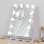 HIEEY Hollywood Makeup Mirror with 12 Dimmable Bulbs Lights, Three Color Lighting Modes, with 4in 20X Magnification Mirror, Smart Touch Control, 360°Rotation (White,Gift Box)