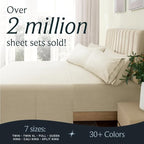 LuxClub Striped Sheets, 3 PC Striped Bed Sheets Twin Size, Deep Pockets 18" Eco Friendly Wrinkle Free-Kids-Fitted Sheets Machine Washable Hotel Bedding (Twin, Cream)