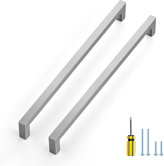 Ravinte 20 Pack Brushed Nickel Kitchen Cabinet Handles 11-1/3 Inch Cabinet Pulls Square Kitchen Hardware for Cabinet Drawer Pulls Drawer Handles Come with Screwdriver