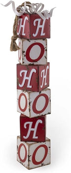 Boston International Christmas Metal Hanging Blocks Sign, 23.5-Inches, Ho Ho Ho