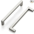 Ravinte 10 Pack Solid Kitchen Cabinet Handles Brushed Nickel Cabinet Pulls Slim Drawer Pulls with 5 Inch Hole Center Square Bar Kitchen Cabinet Hardware