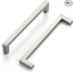 Ravinte 10 Pack Solid Kitchen Cabinet Handles Brushed Nickel Cabinet Pulls Slim Drawer Pulls with 5 Inch Hole Center Square Bar Kitchen Cabinet Hardware