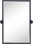 TEHOME 20x30'' Pivot Tilting Bathroom Vanty Mirror Rectangle Black Metal Framed Beveled Wall Mirror