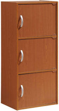 Hodedah 3 Door Bookcase Cabinet, CHERRY