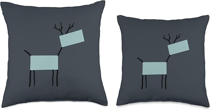 Cute Scandinavian Animals Designs Chic Deer Moose Scandinavian Elk Minimalism Reindeer Throw Pillow, 18x18, Multicolor