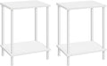 HOOBRO End Tables Set of 2, Small Side Table, Nightstand with 2-Layer Storage Shelves, Sofa Table for Small Spaces, Living Room, Bedroom, Stable Frame, Easy Assembly, White WW09BZP201