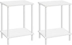 HOOBRO End Tables Set of 2, Small Side Table, Nightstand with 2-Layer Storage Shelves, Sofa Table for Small Spaces, Living Room, Bedroom, Stable Frame, Easy Assembly, White WW09BZP201