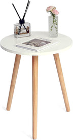 AWASEN Round Side/ End Table, Accent Nightstand Modern for Living Room Bedroom Office Small Spaces, 16''D x 19.5''H (White)