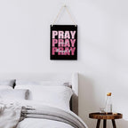 Pink And Black Room Decor Black Bathroom Decor Christian Gifts for Women Pink Desk Gift for Women Home Office Living Room Bedroom Inspirational Pray Over It Wooden Sign Wall Art Decor