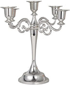 Black Candelabra Candle Holders for Pillar Candles 10.6 inch Tall, 5 Candle Candlestick Holder for 1/2-1 inch Taper Candles Halloween Candelabra Decoration Easy Assembly (Silver)