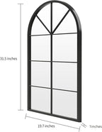 ironsmithn Arched Mirror, Windowpane Mirror, 31.5"x19.7" Window Finished Metal Mirrors, Black Grid Mirrors for Decor Living Room Fireplace Entryway Bedroom Hallway