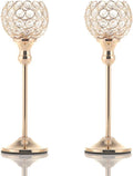 VINCIGANT Gold Crystal Candle Holders Set of 2 for Fireplace Coffee Table Mantle Decor,Wedding Home Halloween Decoration Centerpieces