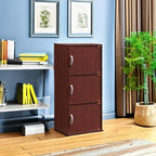 Hodedah 3 Door Bookcase Cabinet, MAHOGANY