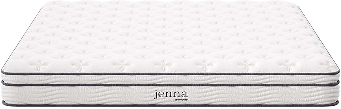 Modway MOD-7096-WHI Jenna 6" Innerspring Pillow Top King Mattress, White