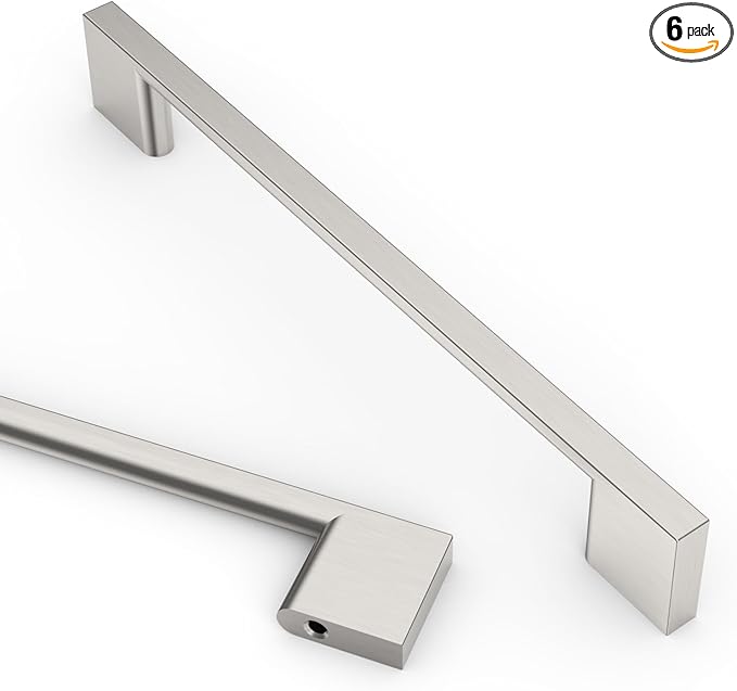 Asidrama 6 Pack 6.3 Inch(160mm) Brushed Satin Nickel Kitchen Cabinet Handles, Cabinet Pulls Kitchen Cabinet Hardware for Cupboard Drawer Pulls