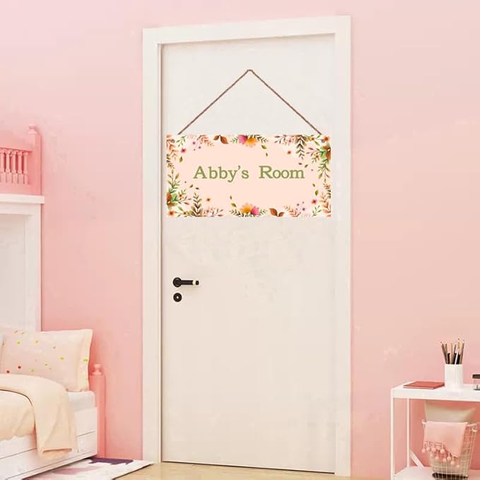 Personalized Sign Beautiful Flowers Themed Decor For Kids Room Nursery Door,Custom Name Nice Planet Wall Art Decor Decorative Plate for Boys Bedroom Girls Room Baby Game Room
