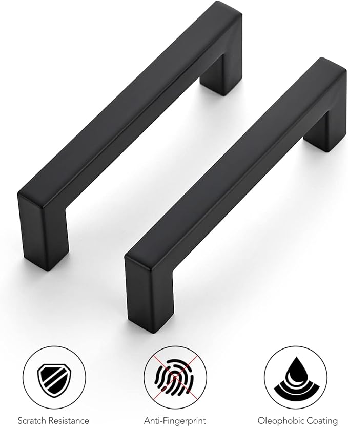 Ravinte 32 Pack 4 Inch Square Cabinet Handles Matte Black Drawer Pulls Kitchen Hardware