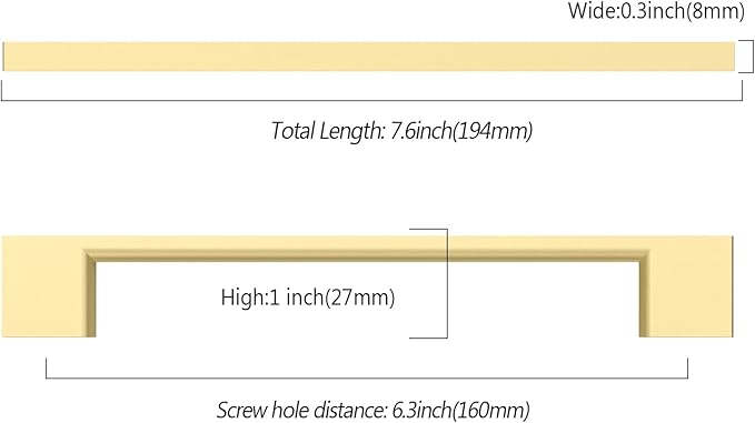 Asidrama 10 Pack 6.3 Inch(160mm) Brushed Gold Kitchen Cabinet Handles, Cabinet Pulls Kitchen Cabinet Hardware for Cupboard Drawer Pulls