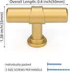 LONTAN 12 Pack Gold Cabinet Knobs Matte Gold Kitchen Cabinet Knobs for Dresser Drawers Brushed Gold T-bar Hardware for Dresser Bathroom,Zinc Alloy Base