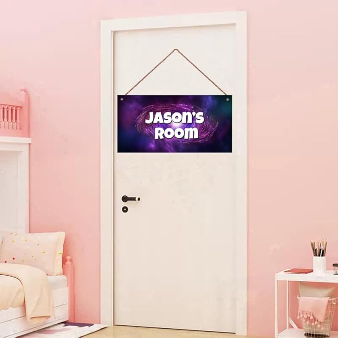 Personalized Sign Outer Space Theme Art Décor For Kids Room Custom Name Universe Door Wall Art Decor For Little Man Cave, Galaxy Nursery Art Plate For Boys Room Girls Bedroom