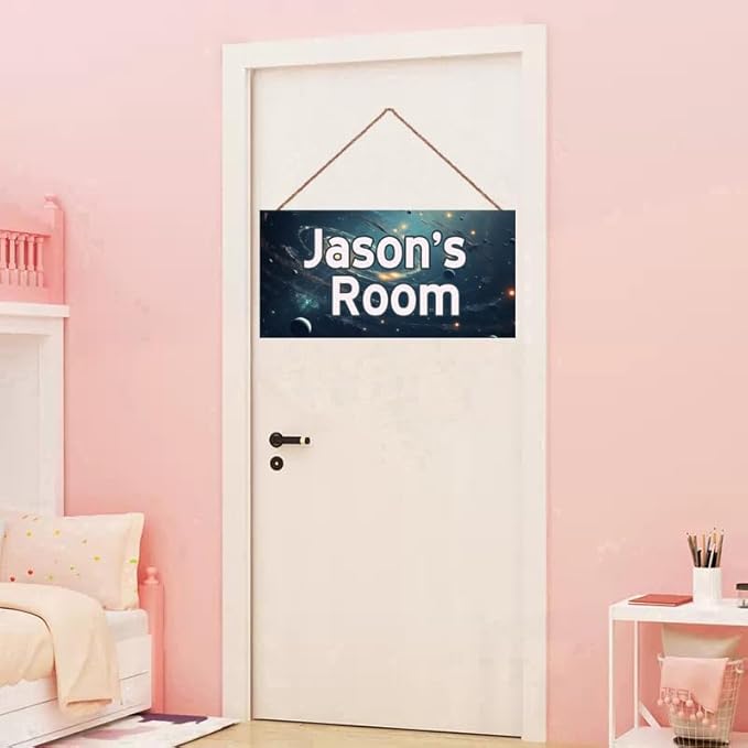 Personalized Universe Sign Funny Galaxy Themed For Kids Room Boys Bedroom Door Decor,Custom Name Fantasy Stars Wall Decor Decorative Plate for Nursery Girls Room