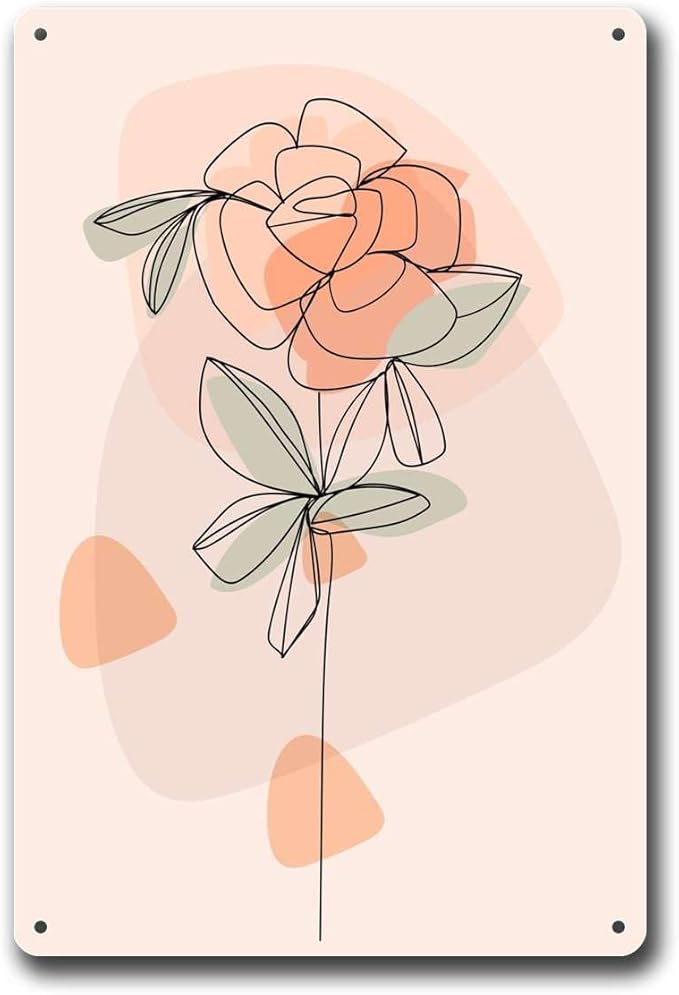 Metal Tin Signs Scandinavian Flowers Suitable for Office Home Classroom Bathroom Washroom Decoration 8x12inch Tin Sign