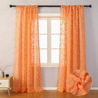 MYSKY HOME Pom Pom Orange Sheer Curtains for Living Room Bedroom Light Filtering Semi-Sheer Curtains for Nursery Girls Kids Room Boho Rod Pocket Voile Draperies Orange 52 x 108 inch 2 Panels