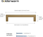 goldenwarm 25 Pack Champagne Bronze Cabinet Pulls Gold Cabinet Handles 6-1/4in Champagne Drawer Pulls Brushed Bronze Drawer Handles T Bar Square Kitchen Dresser Hardware for Dresser Bedroom