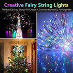 2 Pack 100LED Christmas Battery Operated Fairy Lights with Remote, 8 Modes String Lights with Timer, Dimmable, Memory Function, Waterproof Twinkle Lights for Outdoor Indoor Christmas Decor(Multicolor)