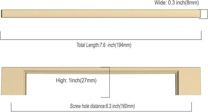 Asidrama 6 Pack 6.3 Inch(160mm) Brushed Brass Kitchen Cabinet Handles, Cabinet Pulls Kitchen Cabinet Hardware for Cupboard Drawer Pulls