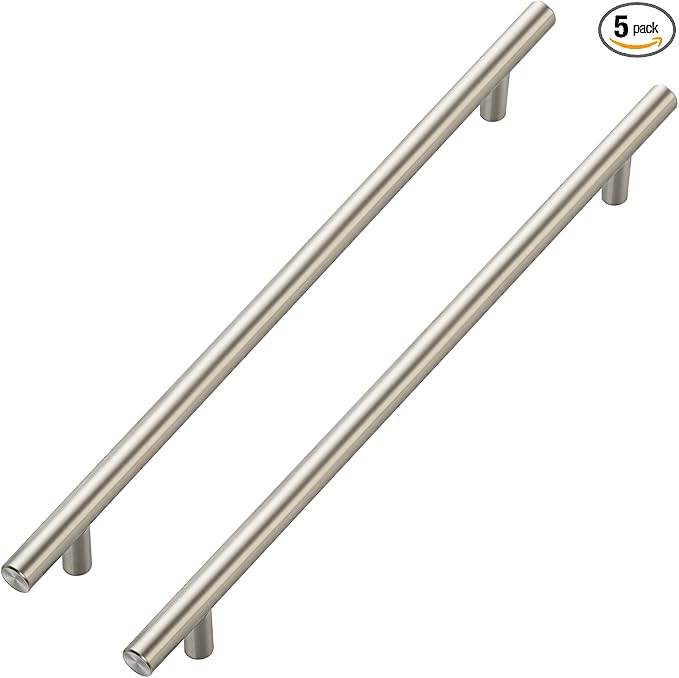 JOY DECOR 5 Pack Cabinet Handles, Brushed Nickel Cabinet Pulls, 10 in Hole Center Kitchen Cabinet Handles, Stainless Steel T Bar Handles for Dresser Drawers
